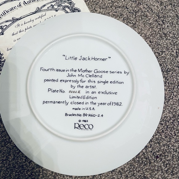Little Jack Horner Reco collectible plate - Picture 2 of 3